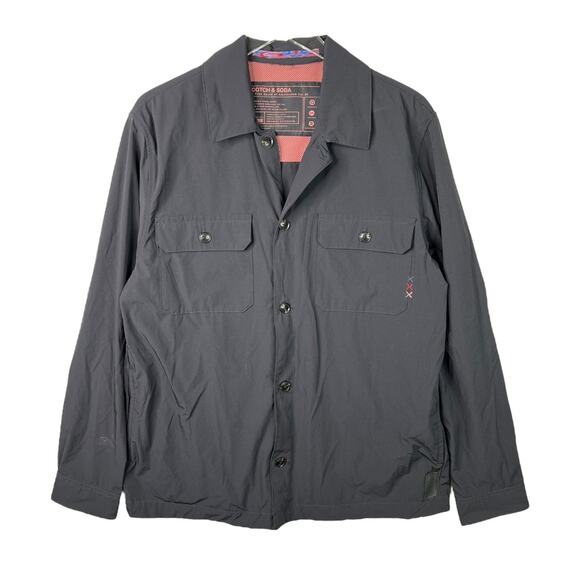 Scotch & Soda Black Overshirt Shirt Jacket Shacket Nylon 178995 Mens Large - Picture 1 of 8